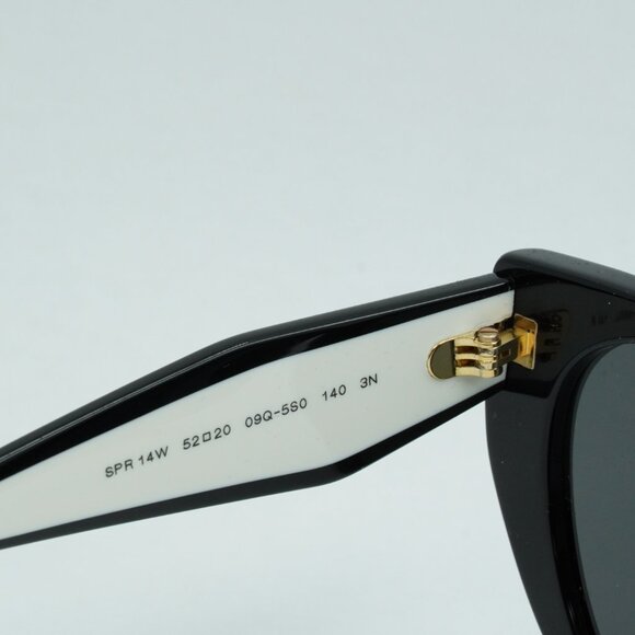 Prada PR14WS 09Q5S0 Sunglasses Black/Talc Cat Eye Frame, Dark Grey Lenses main image 12